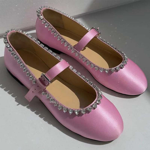 Femme dekorerede Mary Jane ballerinaer med rhinestones Stilla