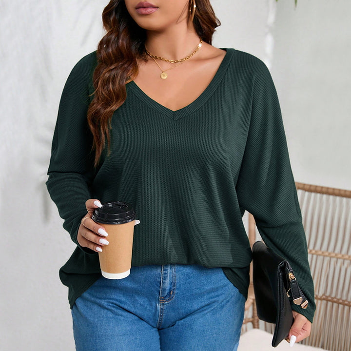 Dame Oversized V-Udskæring Pullover af Vaffelstof Stilla