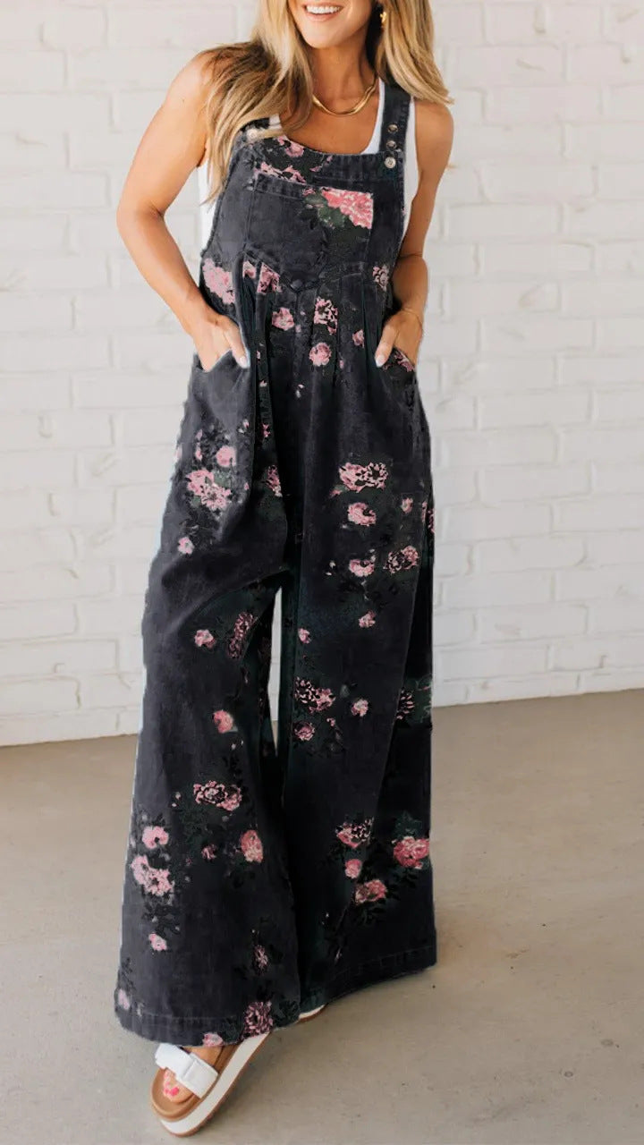 Dame blomster mønster maxi seler bukser Stilla