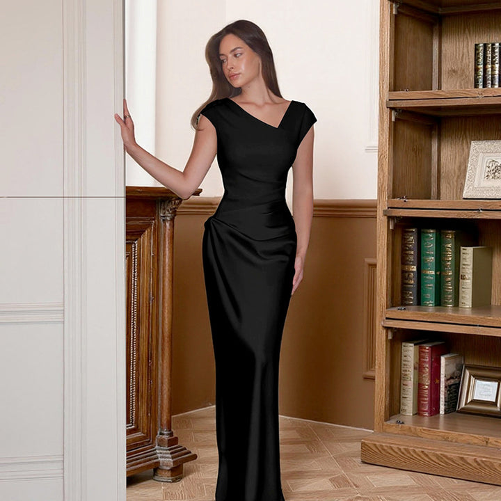 Kvinder Elegant Maxi Kjole med Asymmetrisk Snit og Figurhuggende Design Stilla