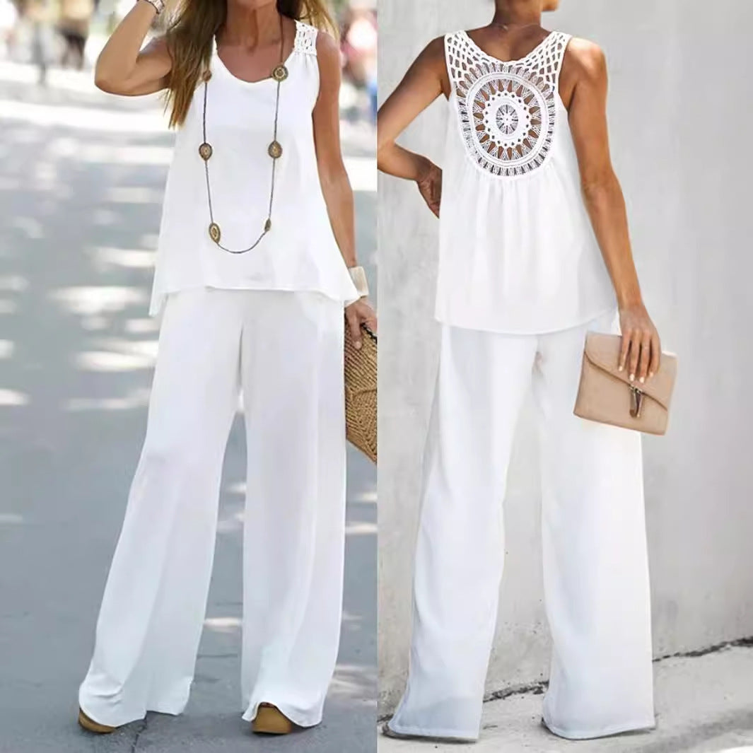 Dame luftig jumpsuit med bred ben og raffineret snit Stilla