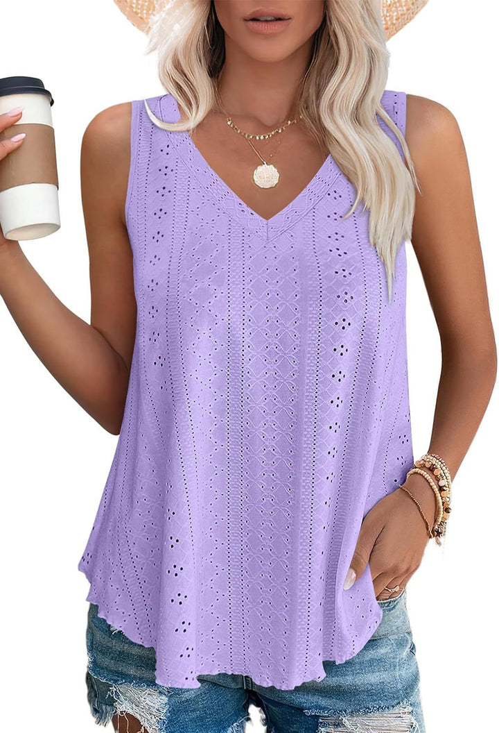 Kvinder Eyelet Design ærmeløs Top Stilla