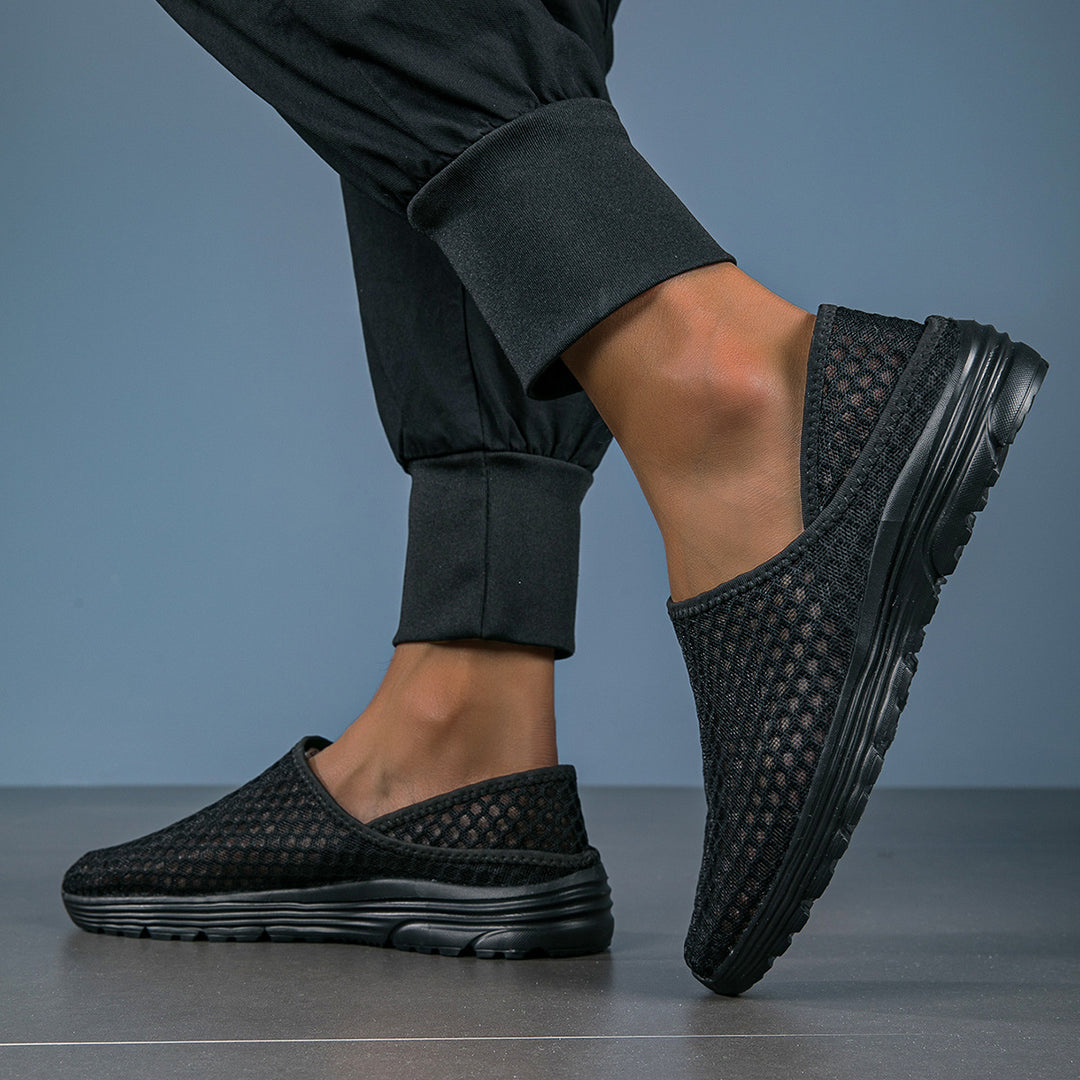 Dame nan luftige slip-on sneakers med honningkage-strikoverdel og dæmpet komfortsål Skovae