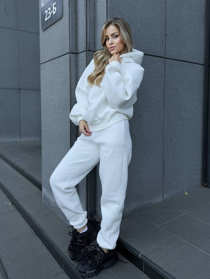 Kvindernes Cozy Leisure Loungewear Sæt med Hætte og Løs Pasform Skovae