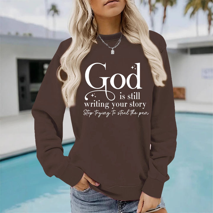 Kvinders sweatshirt med inspirerende skrifter Stilla