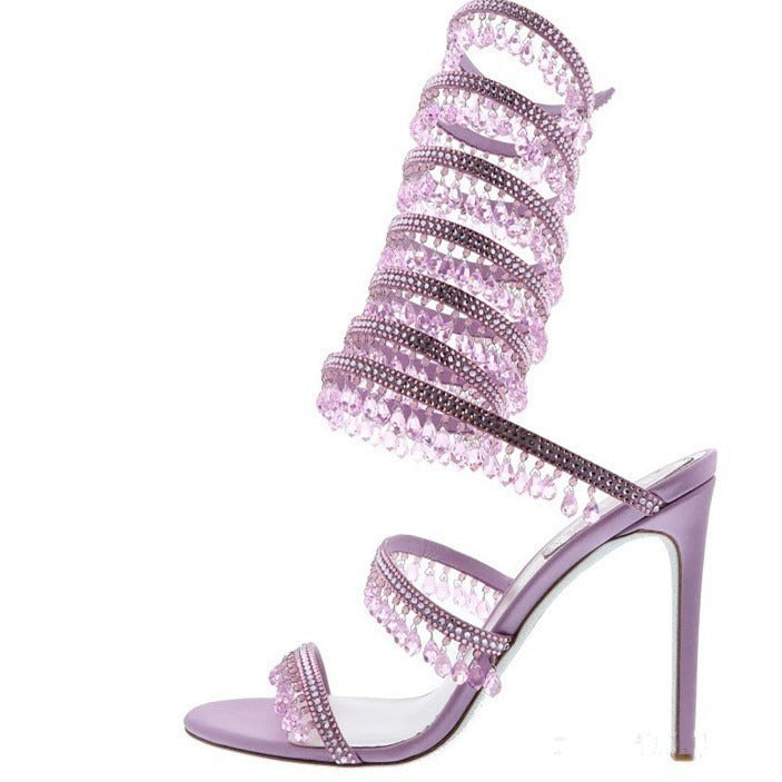 Femme Strappy Strass-besatte Stiletto-hæle sandaler Stilla