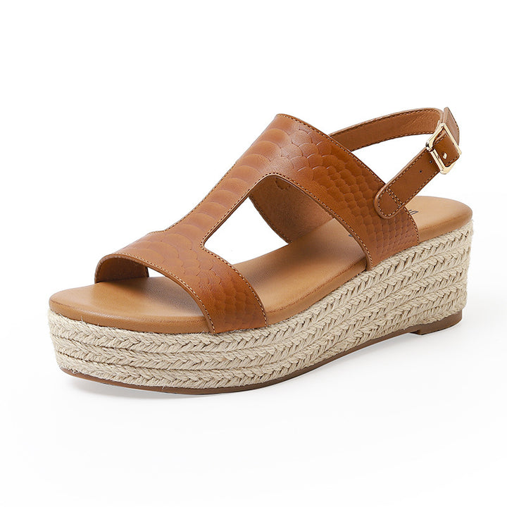 Dame Wedgesandaler med elegant rem og fletet jute sål Stilla