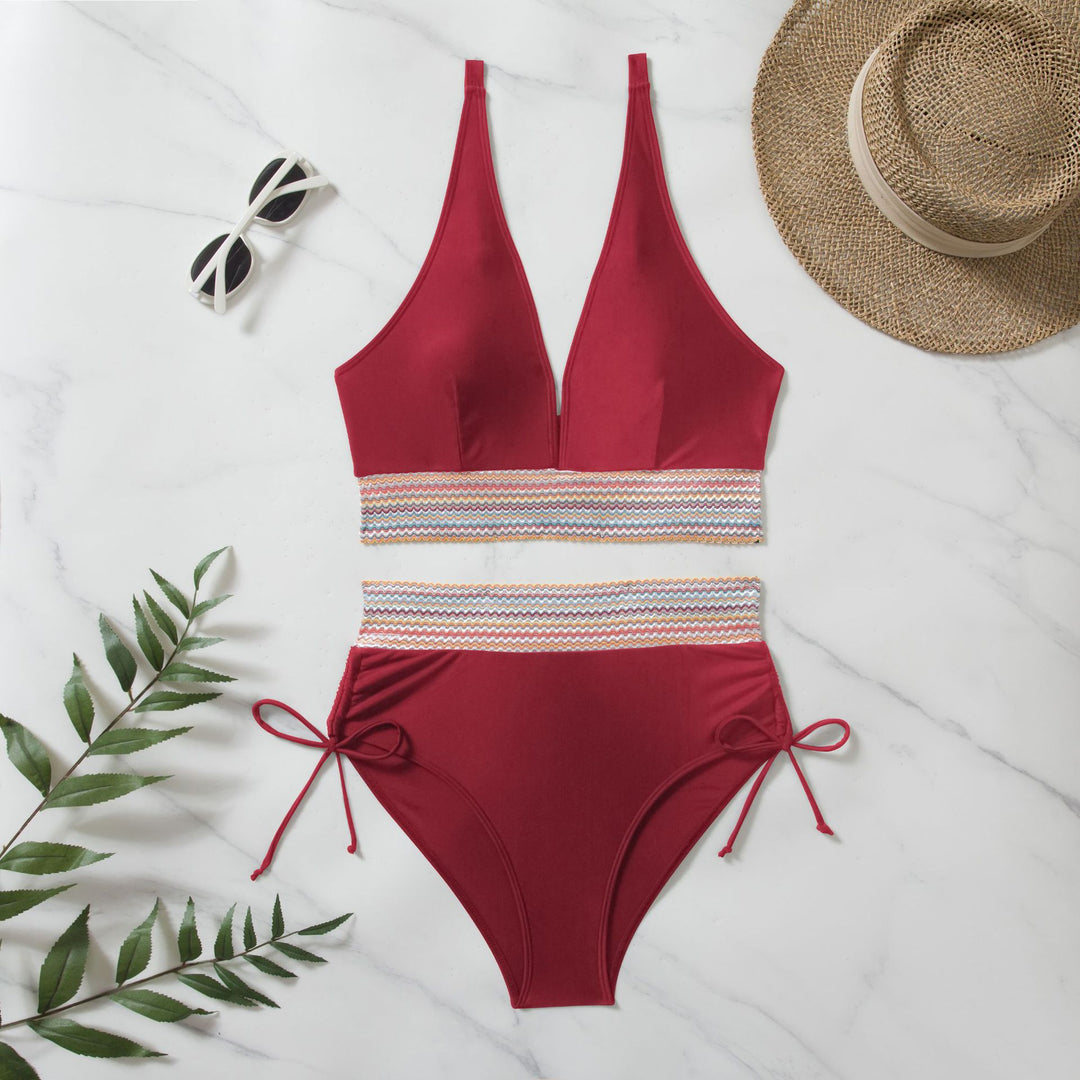 Dame Højt skåret Bikini-sæt med fashionable bindebånd og elegance snit Stilla