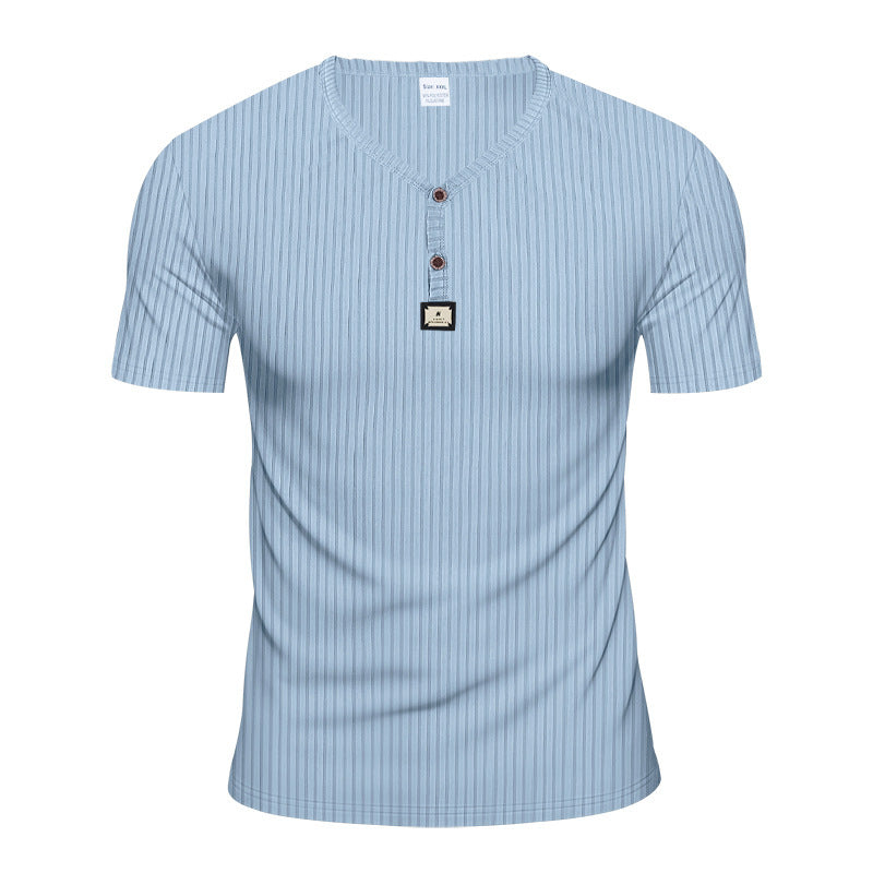 Herrer Kortærmet Henley T-shirt med elegant struktur og moderne knapper Stilla