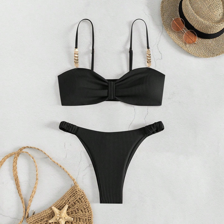 Dame Bustier-Bikini med elegant sløjfe-design og moderigtige accenter Skovae