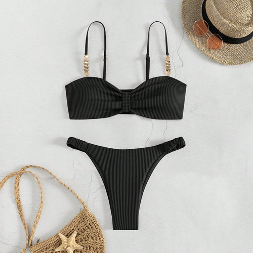 Dame Bustier-Bikini med elegant sløjfe-design og moderigtige accenter Skovae