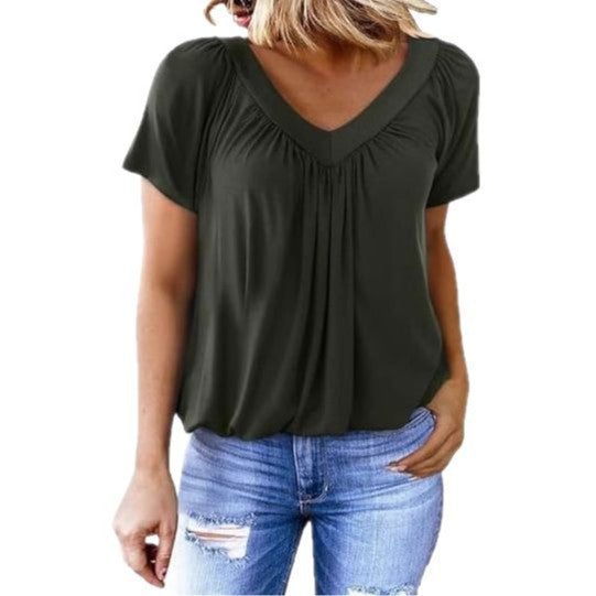 Dame Relaxed Fit V-Hals Bluse Stilla