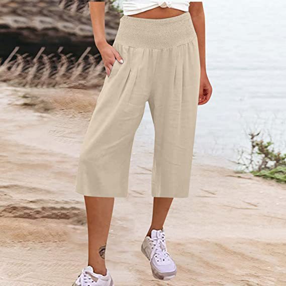 Damer Elegant løs Culotte med elastisk bælt og folder Stilla