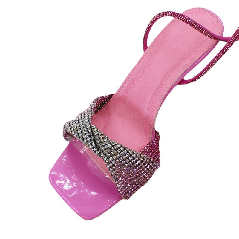 Femme Glamorous Pailletter Høje Hæl Sandaler Stilla