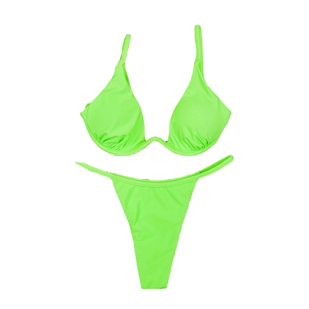 Damer trekants-bikini med skinnende top og justerbare stropper Skovae