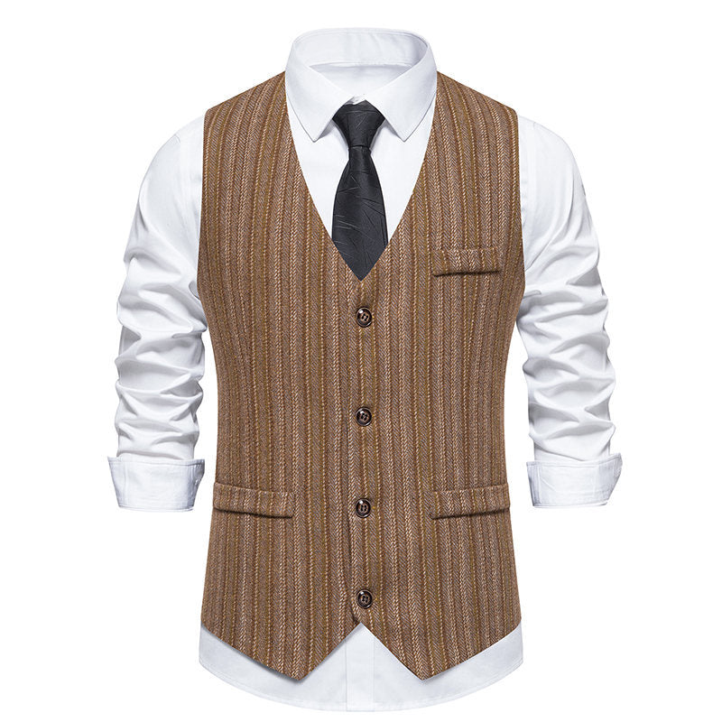Herrer Elegant Fiskebensmønster Vest Stilla
