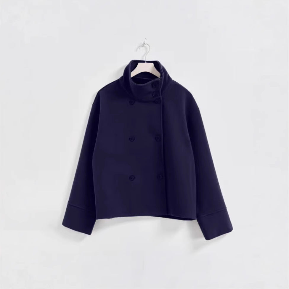 Damesmode Cropped Jakke med Høj Krave og Dobbelt Knaplås Stilla