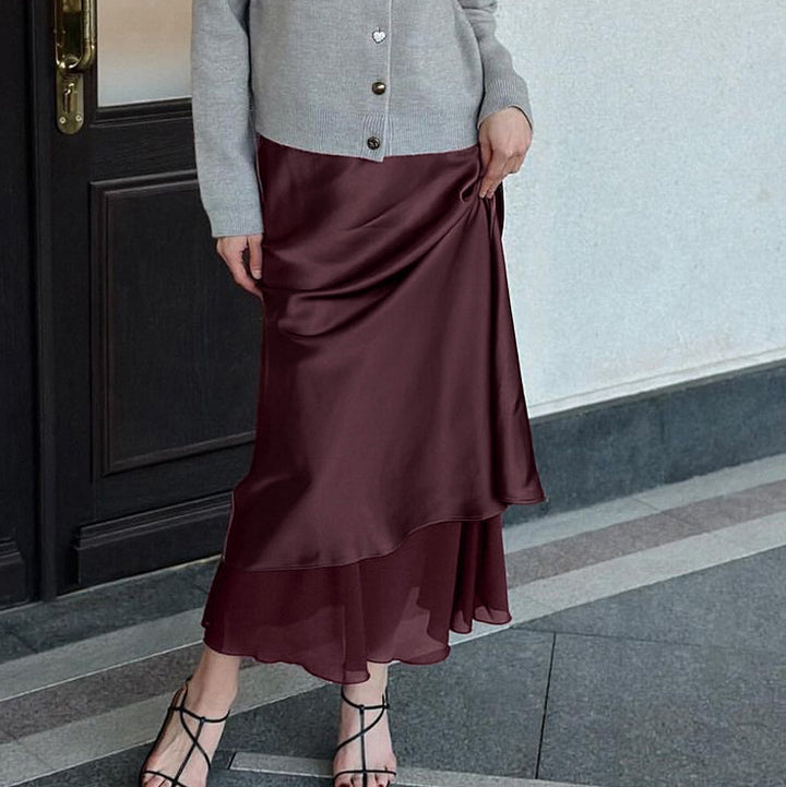 Dame Elegant Maxi-nederdel af flydende stof med asymmetrisk kant Stilla