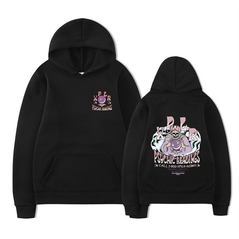 Dame hoodie med kreativ grafisk design Skovae