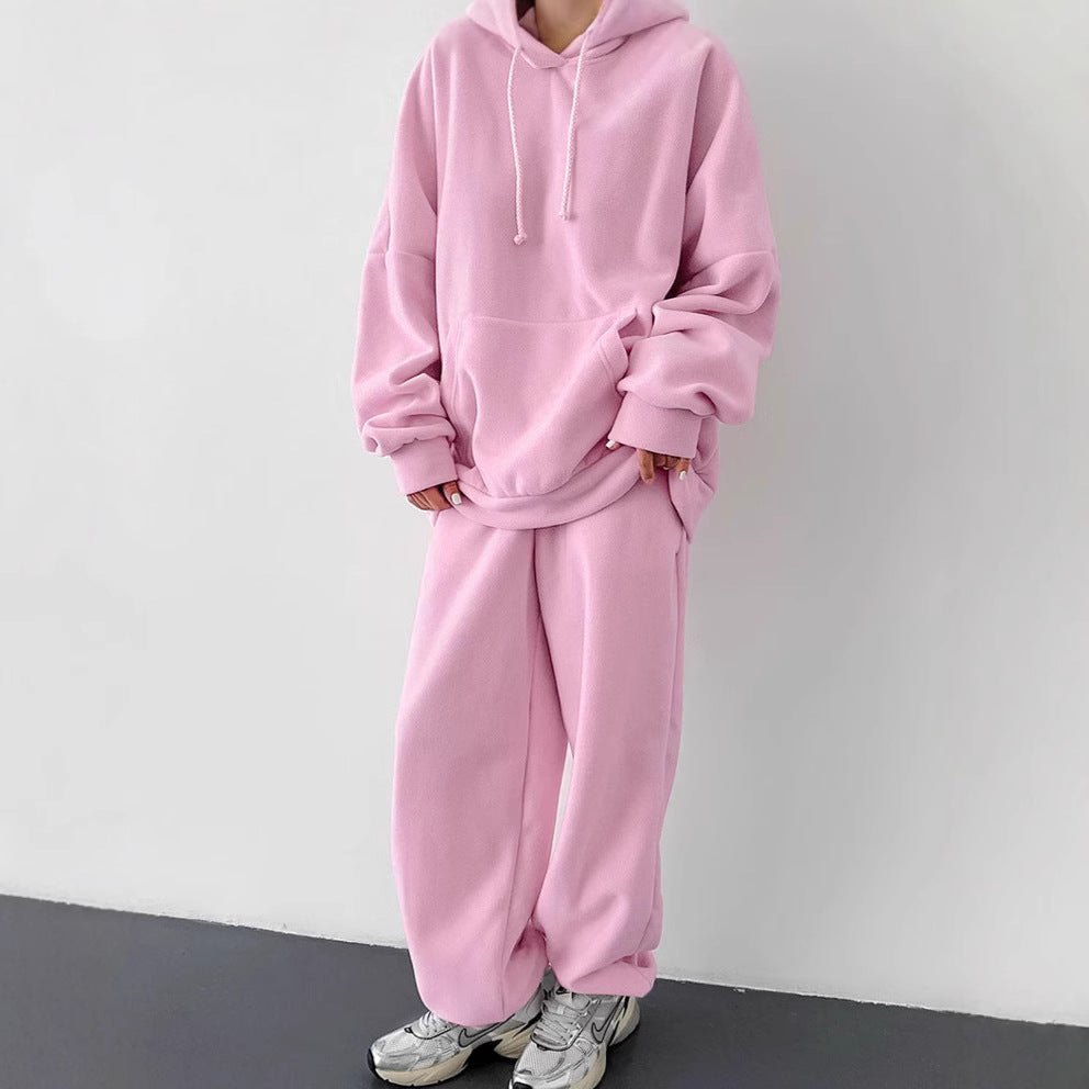 Dame behagelig fleece-hoodie og joggingbukser sæt Stilla
