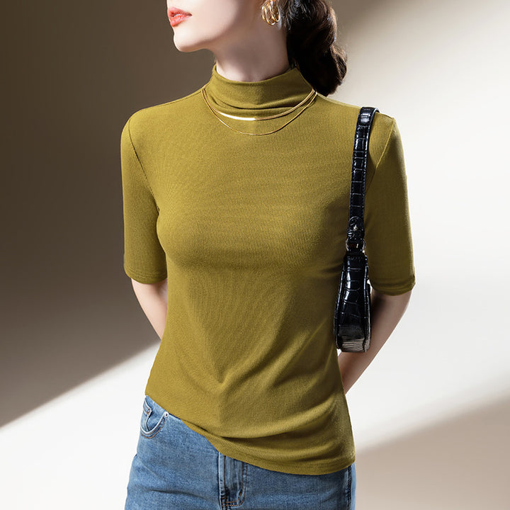 Dame Turtleneck Skjorte med fin ribstruktur og figurvenlig pasform Stilla