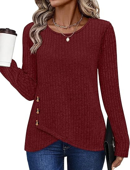 Damer fashionable og casual top med knapdetaljer Stilla