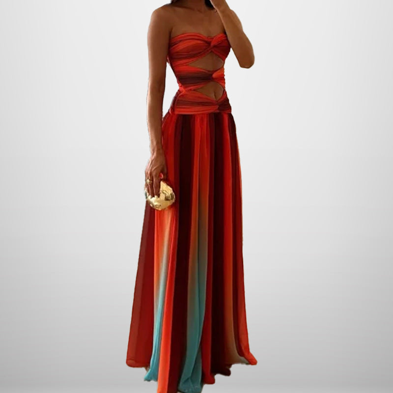 Dame Boho-Chic Maxikjole med kreative Cut-Outs og flydende skirt Stilla