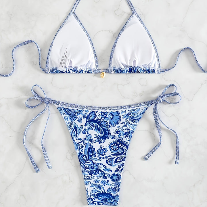 Damer Triangel-bikini med blomster mønstre Skovae