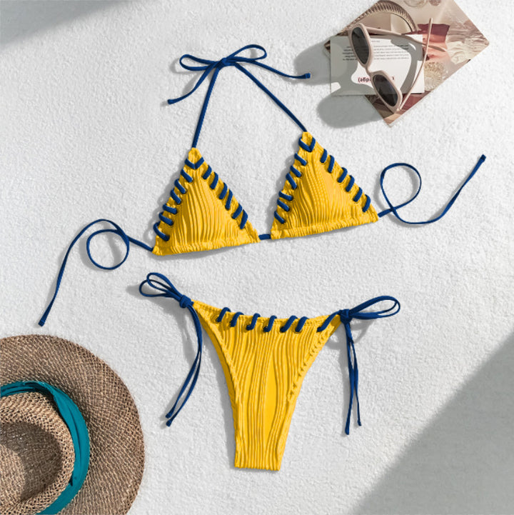 Dame Triangel-Bikini med kontrasterende snøre detaljer Skovae