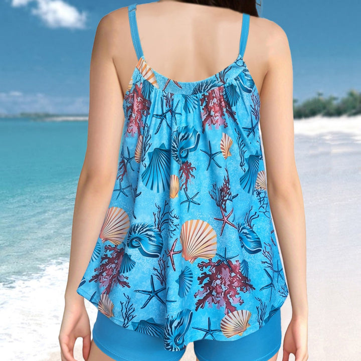 Dame Tankini med asymmetrisk snit og florale motiver Stilla