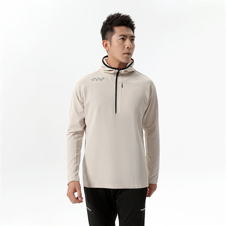 Herre Sporty Hoodie med halvmiddel lynlås Stilla
