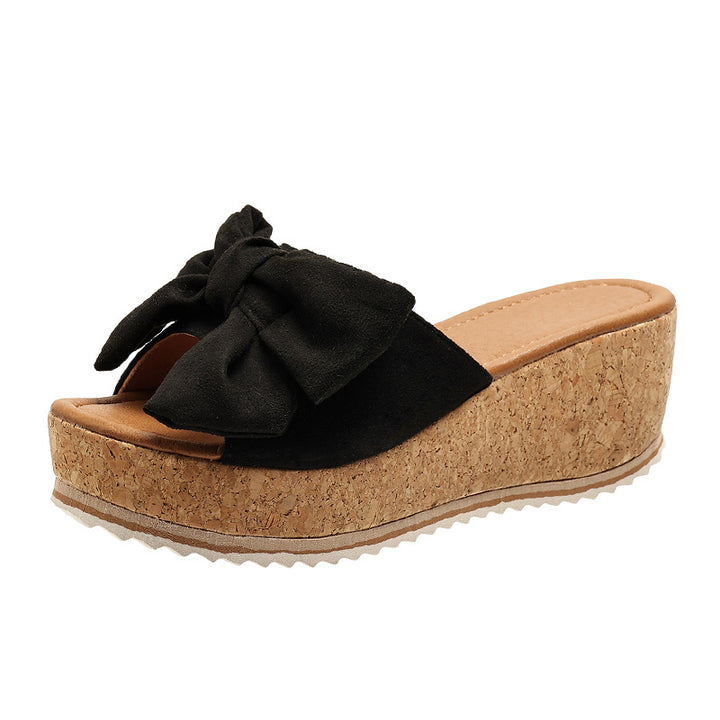 Dame Wedge-sandaler med dekorativt sløjfe-detail og kork-såler Stilla