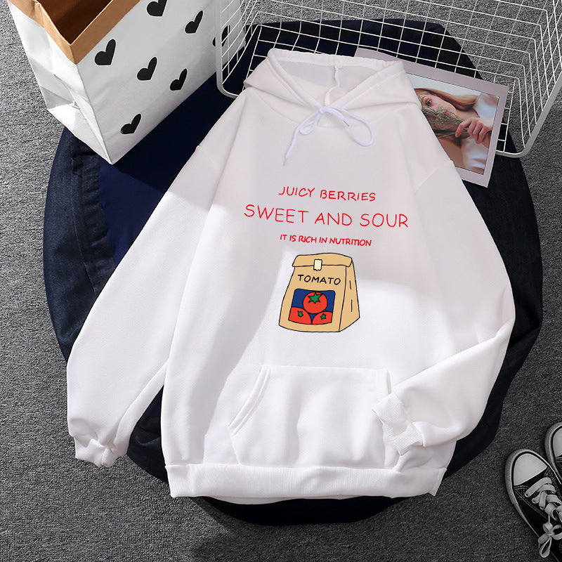 Kvindernes hoodie med unikt vitaminrigt print Stilla