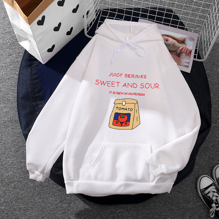 Kvindernes hoodie med unikt vitaminrigt print Stilla
