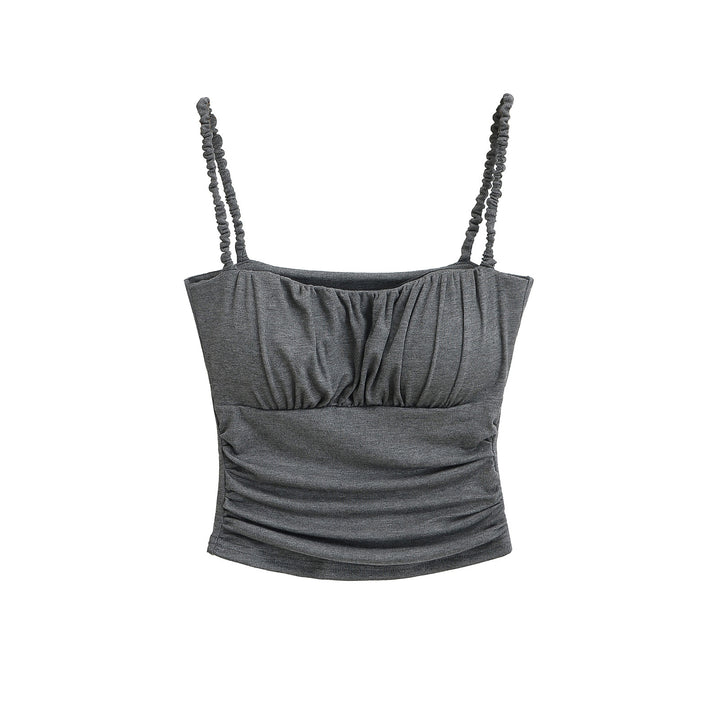 Dame Sporty Crop-Top med rynket detalje og justerbare spaghetti stropper Stilla
