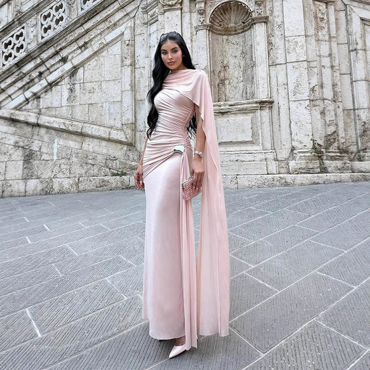Dame elegant omslagkjole med asymmetrisk udskæring og drapering Stilla