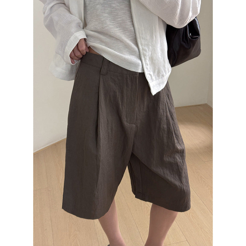 Dame elegante linned-shorts med høj talje og vidde ben Stilla