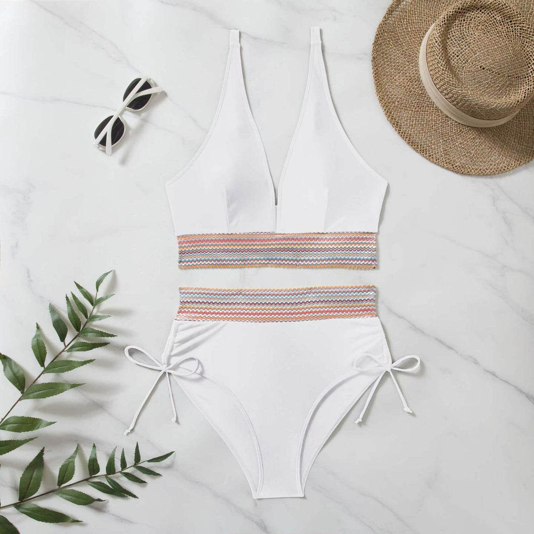 Dame Højt skåret Bikini-sæt med fashionable bindebånd og elegance snit Stilla