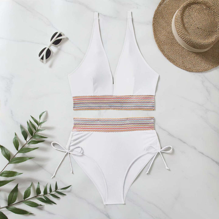 Dame Højt skåret Bikini-sæt med fashionable bindebånd og elegance snit Stilla