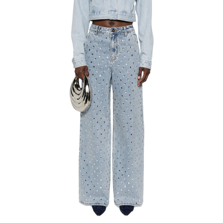 Kvinders brede jeans med glitrende applikationer Stilla