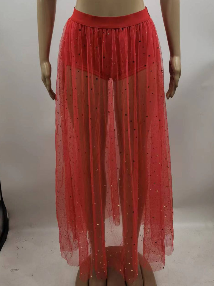 Dame transparent nederdel med glitrende stjerner Stilla