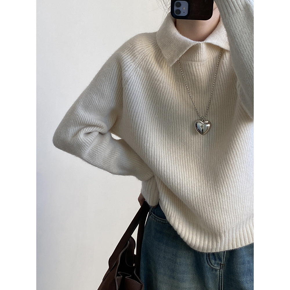Dame sweater med polokrave og afslappet snit i blødt materiale Stilla