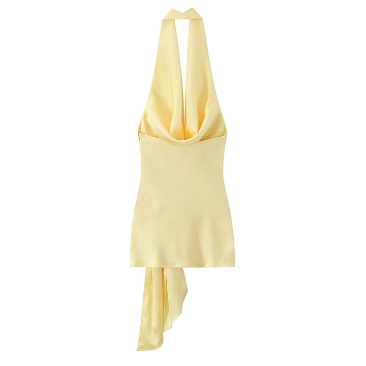 Dame halterneck-top med elegant indpakningsdesign og flydende stof Skovae
