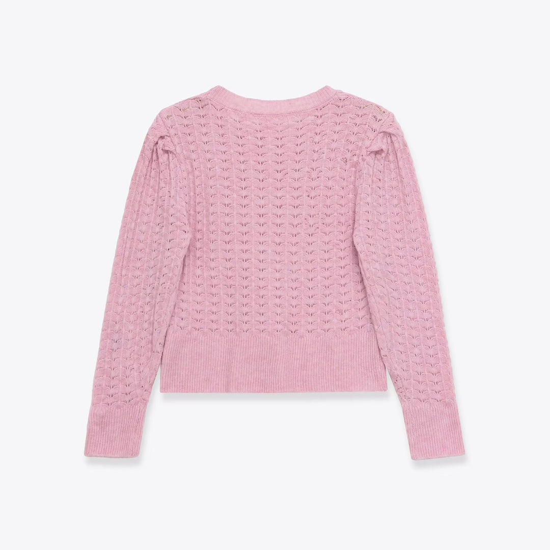 Dame hæklede sweater med elegante ribdetaljer Stilla