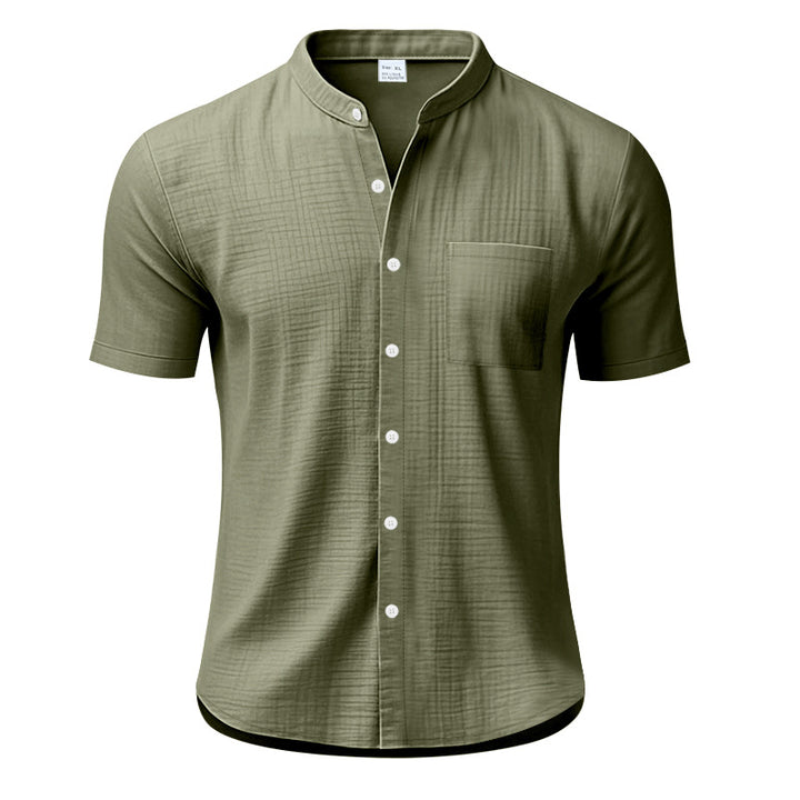 Herrer Kortærmet Henley T-shirt med struktureret design og brystlomme Stilla