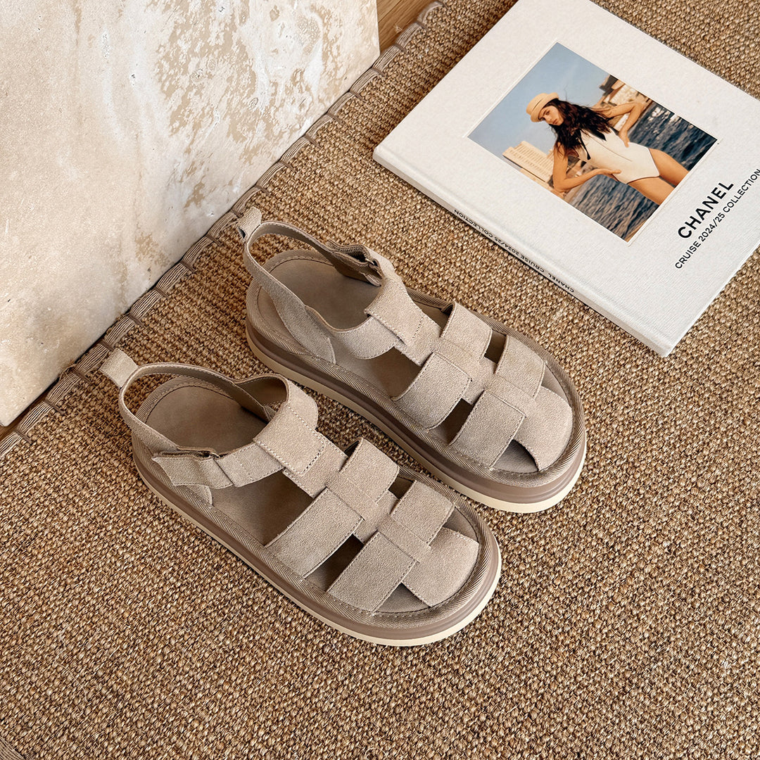 Femme Suede Krydsremme Plateau Sandaler Stilla