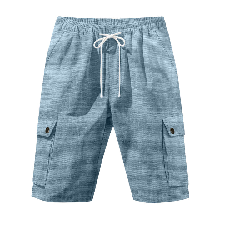 Herrer nan utilitariske cargo-shorts med elastisk talje, snoretræk og påsyede klaplommer Skovae