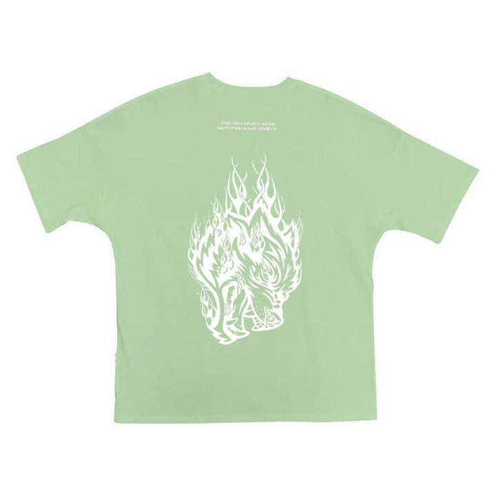 Herrer Grafik T-shirt med iøjnefaldende ulvedesign og løs pasform Stilla