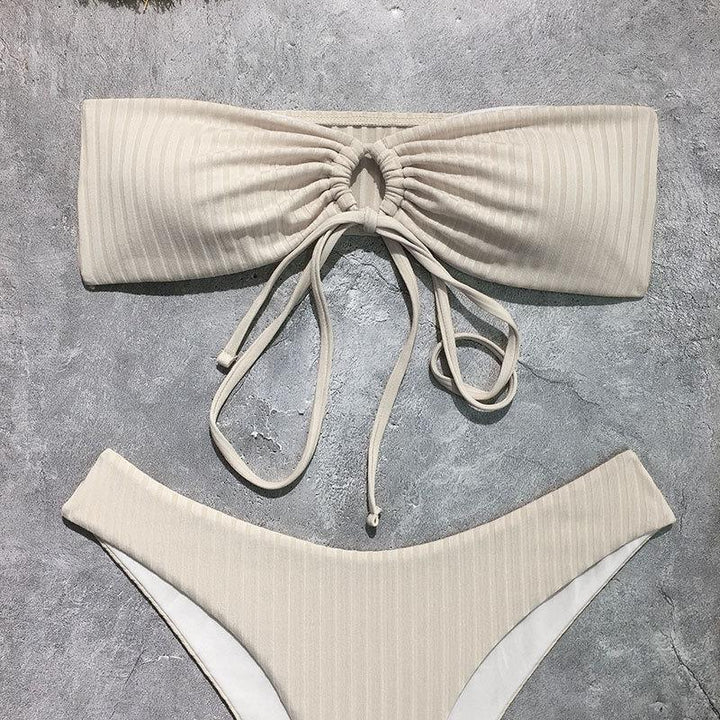 Dame Bandeau-Bikini med indpakningsskørt Skovae