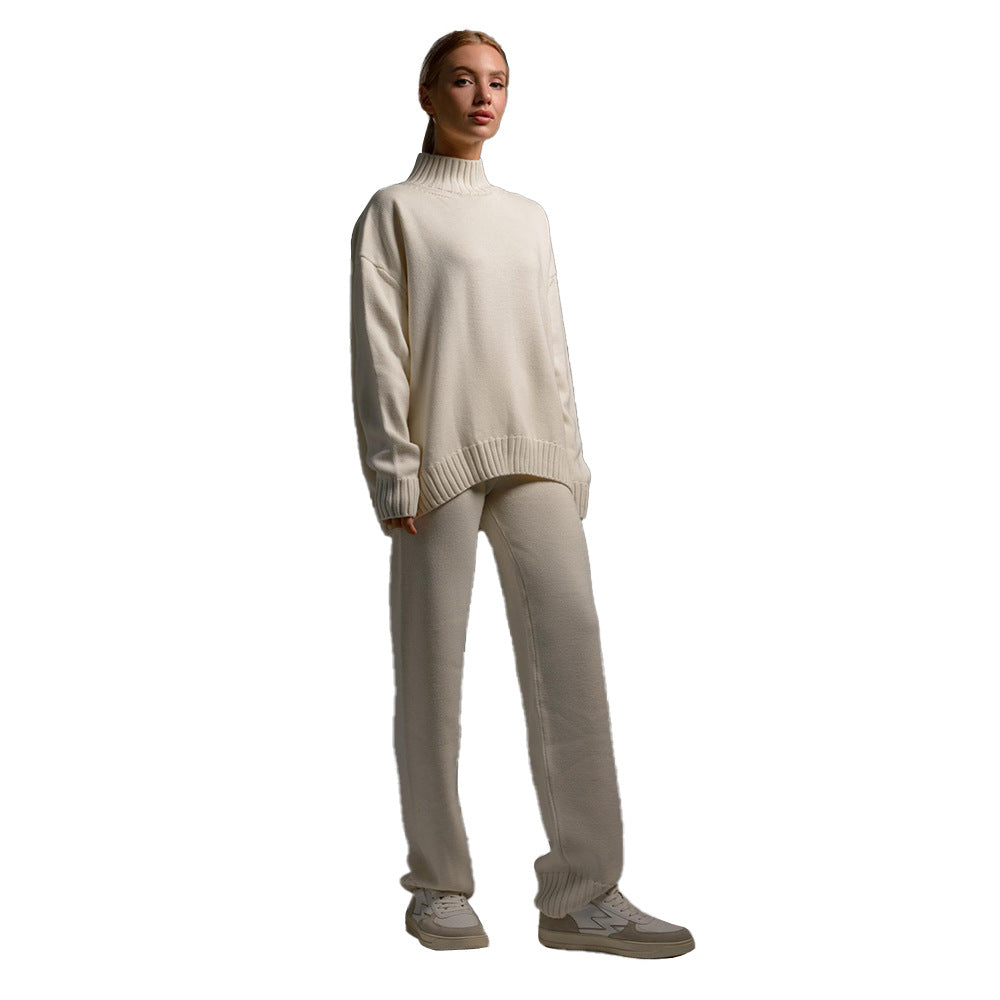 Dame Cozy Strik Jumpsuit med Høj Krave og Løs Pasform Stilla